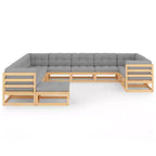 Ensemble de salon de jardin vidaXL en pin massif naturel, grand modèle modulaire