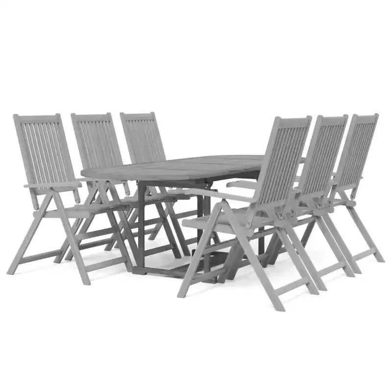 vidaXL Solid Wood Acacia Patio Dining Set 7 Piece Garden Seat Oval/Rectangular