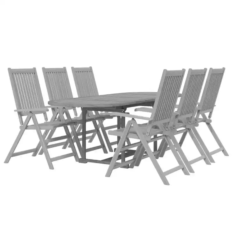vidaXL 7-teiliges Ess-Set für die Terrasse aus massivem Akazienholz, Gartensitzgruppe mit ovalem/rechteckigem Tisch