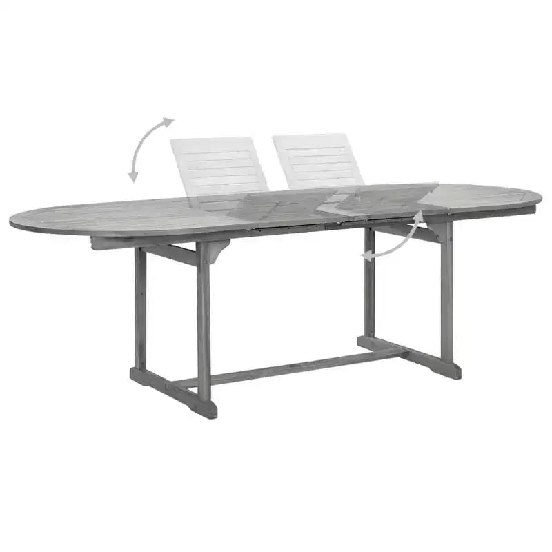 vidaXL 7-teiliges Ess-Set für die Terrasse aus massivem Akazienholz, Gartensitzgruppe mit ovalem/rechteckigem Tisch