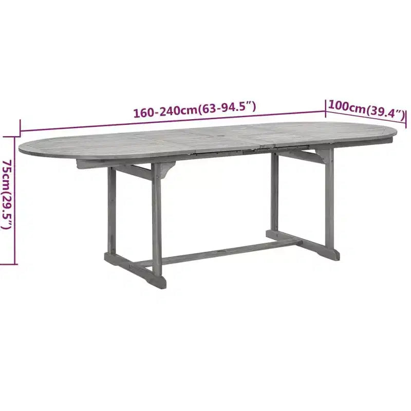 vidaXL 7-teiliges Ess-Set für die Terrasse aus massivem Akazienholz, Gartensitzgruppe mit ovalem/rechteckigem Tisch
