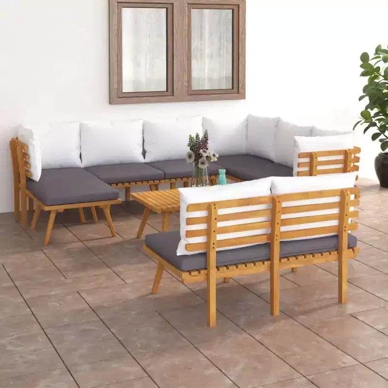 vidaXL Lounge-Set für die Terrasse, Sofagarnitur mit Kissen, massives Akazienholz