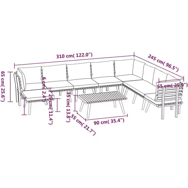 vidaXL Lounge-Set für die Terrasse, Sofagarnitur mit Kissen, massives Akazienholz