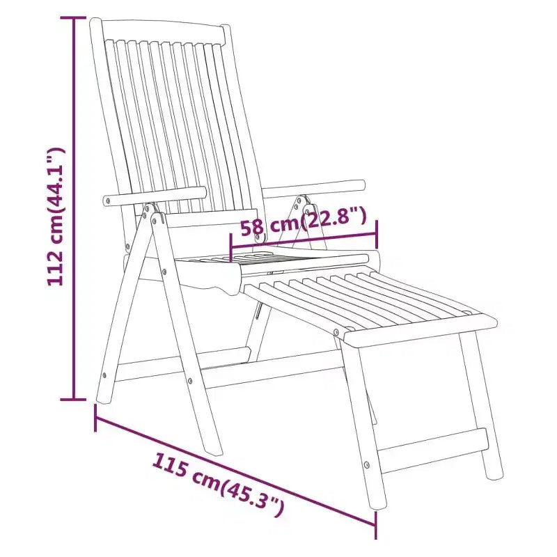 Ensemble de repas de jardin vidaXL en bois d’eucalyptus massif avec chaises inclinables et trou pour parasol – ensemble de repas d’extérieur, style ferme marron