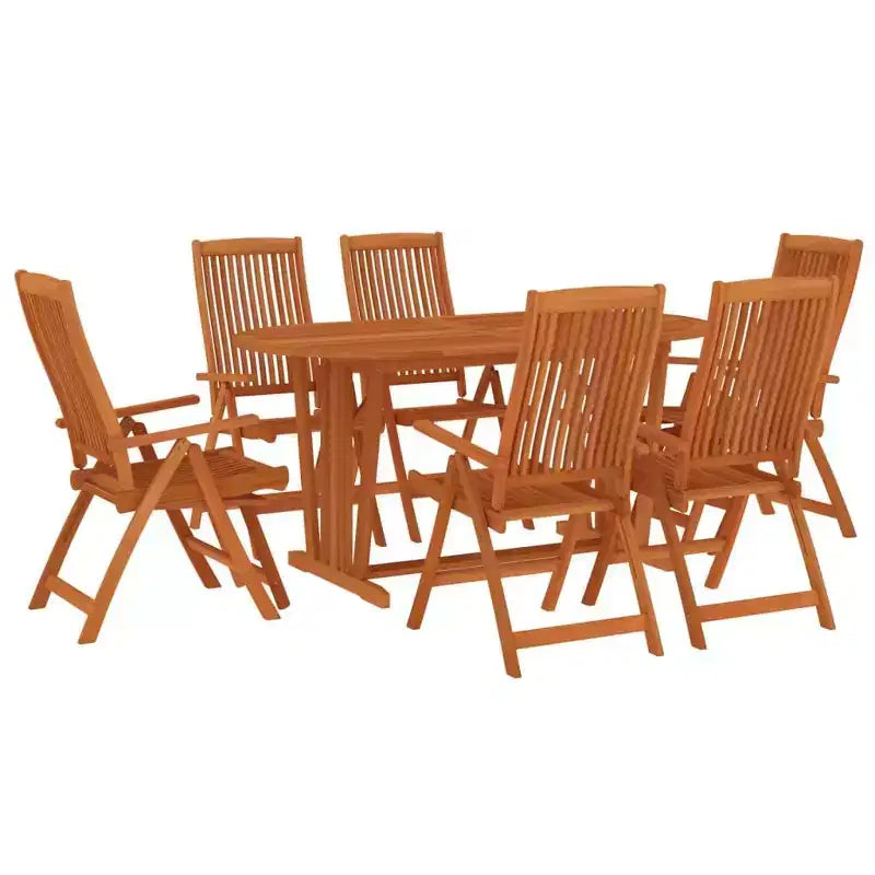 Ensemble de repas de jardin vidaXL en bois d’eucalyptus massif avec chaises inclinables et trou pour parasol – ensemble de repas d’extérieur, style ferme marron