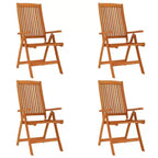 Ensemble de repas de jardin vidaXL en bois d’eucalyptus massif avec chaises inclinables et trou pour parasol – ensemble de repas d’extérieur, style ferme marron
