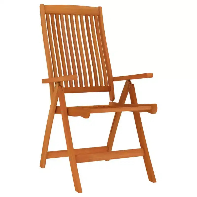 Ensemble de repas de jardin vidaXL en bois d’eucalyptus massif avec chaises inclinables et trou pour parasol – ensemble de repas d’extérieur, style ferme marron