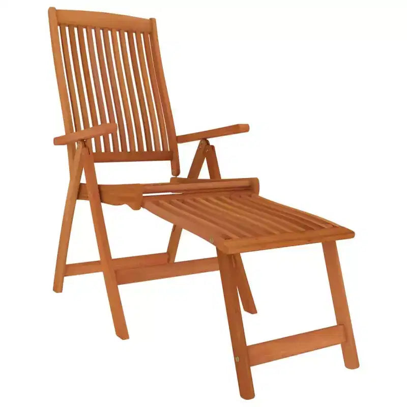 Ensemble de repas de jardin vidaXL en bois d’eucalyptus massif avec chaises inclinables et trou pour parasol – ensemble de repas d’extérieur, style ferme marron