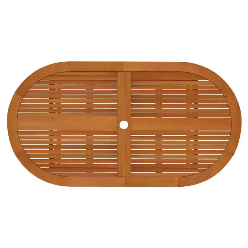 Ensemble de repas de jardin vidaXL en bois d’eucalyptus massif avec chaises inclinables et trou pour parasol – ensemble de repas d’extérieur, style ferme marron