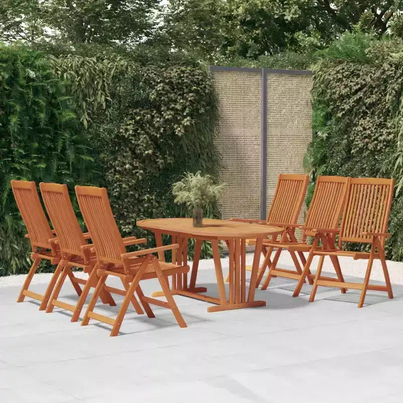 Ensemble de repas de jardin vidaXL en bois massif d’eucalyptus brun rougeâtre, grand modèle