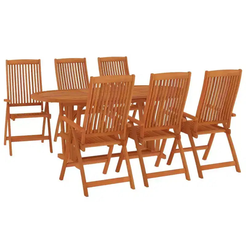 Ensemble de repas de jardin vidaXL en bois massif d’eucalyptus brun rougeâtre, grand modèle