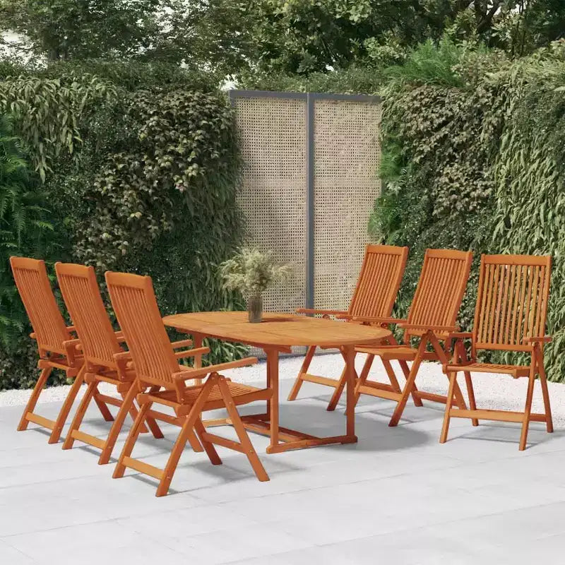 vidaXL Essgruppe für die Terrasse mit ausziehbarem Tisch und Stühlen aus massivem Eukalyptusholz