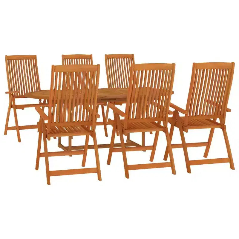 vidaXL Essgruppe für die Terrasse mit ausziehbarem Tisch und Stühlen aus massivem Eukalyptusholz