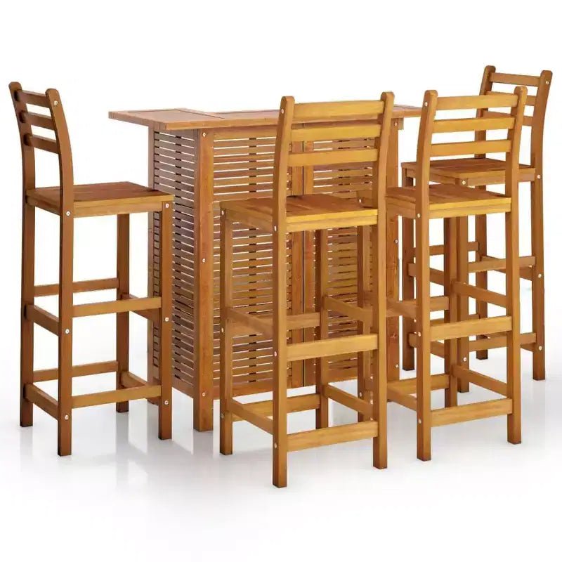 vidaXL Garden Bar Set Brown Solid Acacia wood Medium Footrest