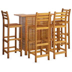 Set bar da giardino vidaXL, legno massello di acacia marrone, medio, con poggiapiedi