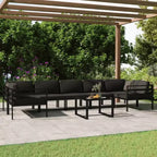 Set da salotto da giardino vidaXL con divano componibile da esterno e tavolo, alluminio antracite