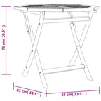 Petit ensemble de repas de jardin vidaXL en bois de teck massif, pliable