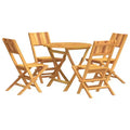 vidaXL Patio Dining Set Table and Chair Furniture 5 Piece Solid Wood Teak