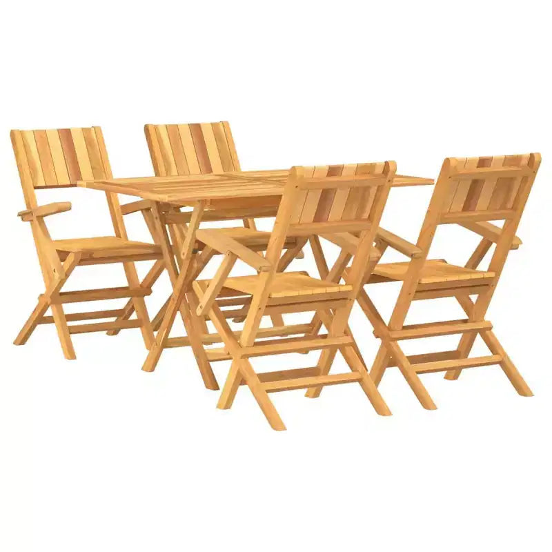 vidaXL Garden Dining Set Natural Teak Solid Teak Wood Foldable