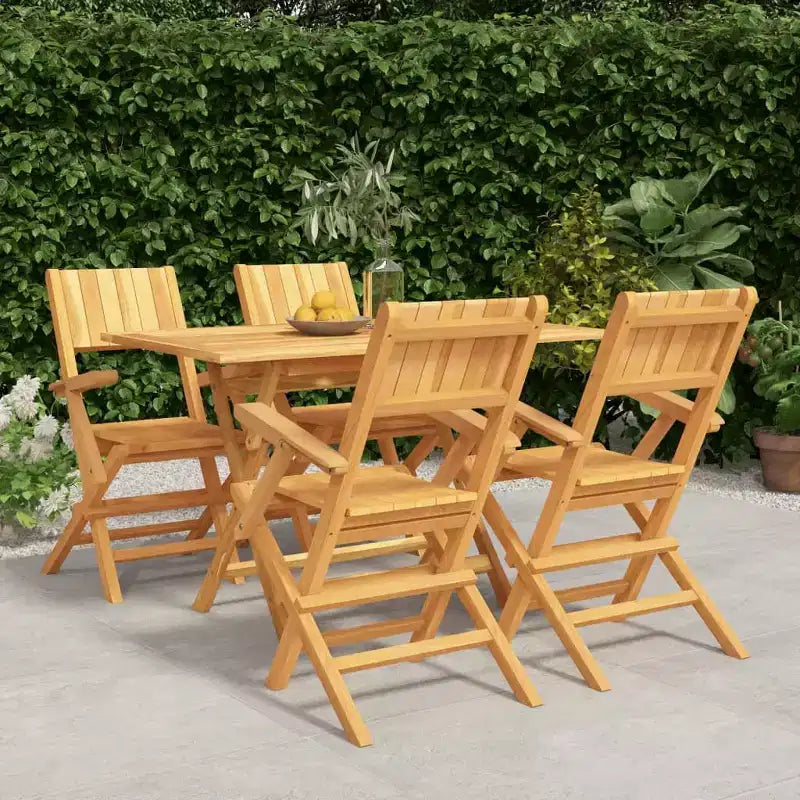 Ensemble de salle à manger de jardin vidaXL en teck naturel massif, pliable
