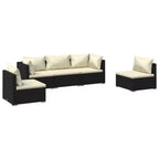 vidaXL Garden Lounge Set Black with cream cushions