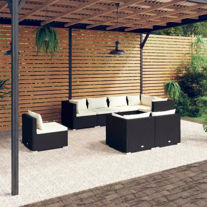 vidaXL Garten-Lounge-Set, Schwarz und Creme