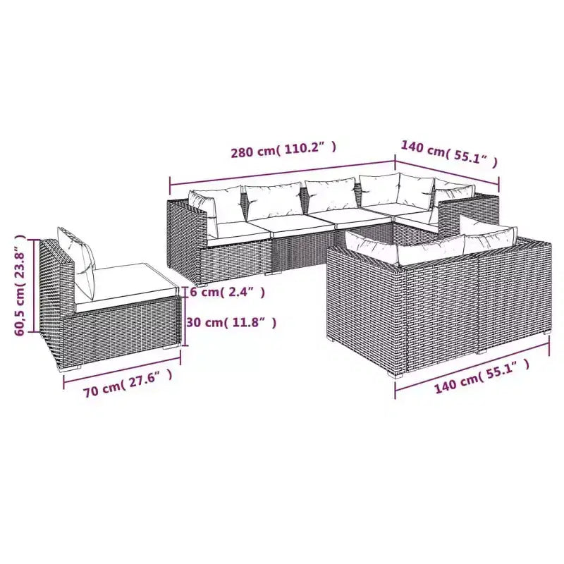 vidaXL Garten-Lounge-Set, Schwarz und Creme