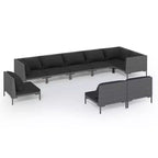 vidaXL Outdoor Patio Lounge Set - 9 Piece Poly Rattan with Cushions in Dark Gray - Sturdy Powder-Coated Steel Frame - Modern Style