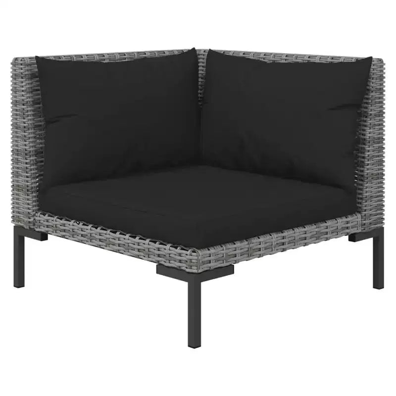 vidaXL 9 darabos teraszpihenő-szett párnákkal, kerek, sötétszürke rattan