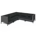 vidaXL Patio Lounge Set Outdoor Sectional Sofa Set Table Poly Rattan Dark Gray