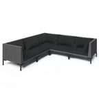 vidaXL Patio Lounge Set Outdoor Sectional Sofa Set Table Poly Rattan Dark Gray