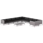 vidaXL Patio Lounge Set Outdoor Sectional Sofa Set Table Poly Rattan Dark Grey