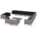 vidaXL Patio Lounge Set 14 Piece Outdoor Sectional Sofa Dark Gray Poly Rattan with Cushions for Garden/Patio/Deck