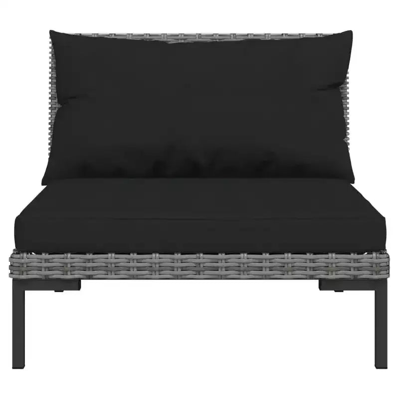 Ensemble de salon de jardin 14 pièces vidaXL avec canapé d’angle extérieur en polyrotin gris foncé et coussins pour jardin/terrasse/pont