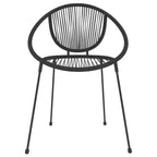 vidaXL étkezőgarnitúra, fekete porszórt acél, üveg, PVC-rattan, közepes