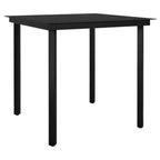 vidaXL étkezőgarnitúra, fekete porszórt acél, üveg, PVC-rattan, közepes