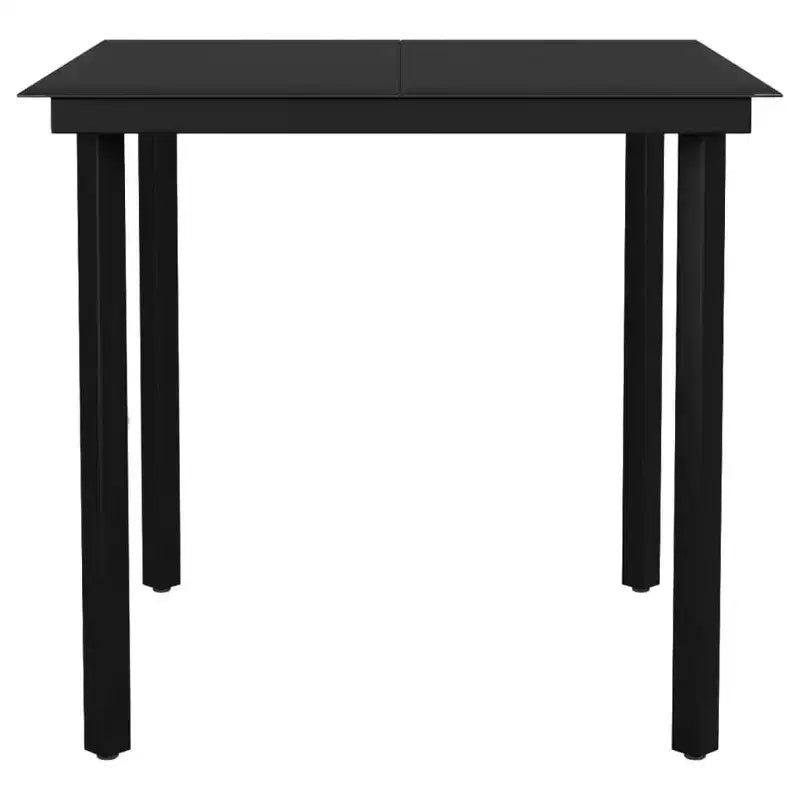 vidaXL étkezőgarnitúra, fekete porszórt acél, üveg, PVC-rattan, közepes