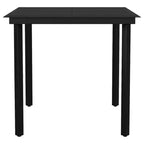 vidaXL étkezőgarnitúra, fekete porszórt acél, üveg, PVC-rattan, közepes
