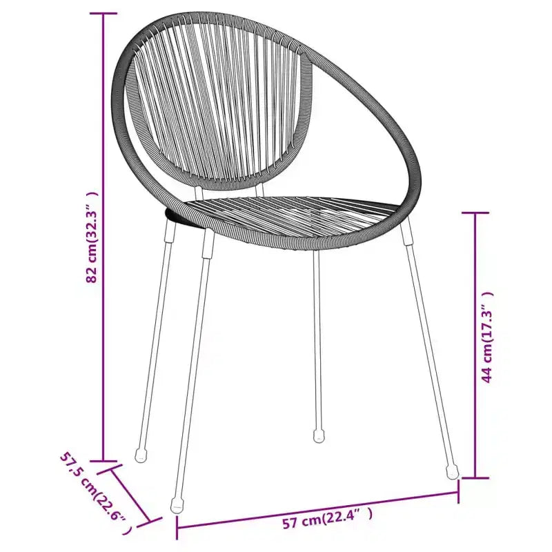 vidaXL étkezőgarnitúra, fekete porszórt acél, üveg, PVC-rattan, közepes