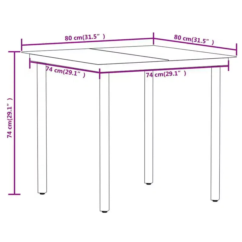 vidaXL étkezőgarnitúra, fekete porszórt acél, üveg, PVC-rattan, közepes