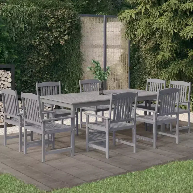 Set da pranzo da giardino vidaXL con tavolo e sedie, mobili in legno massello di acacia grigio