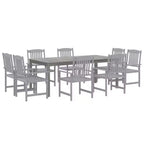 Set da pranzo da giardino vidaXL con tavolo e sedie, mobili in legno massello di acacia grigio