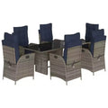 vidaXL Patio Dining Set with Cushions Outdoor Garden Seating Gray Poly Rattan
