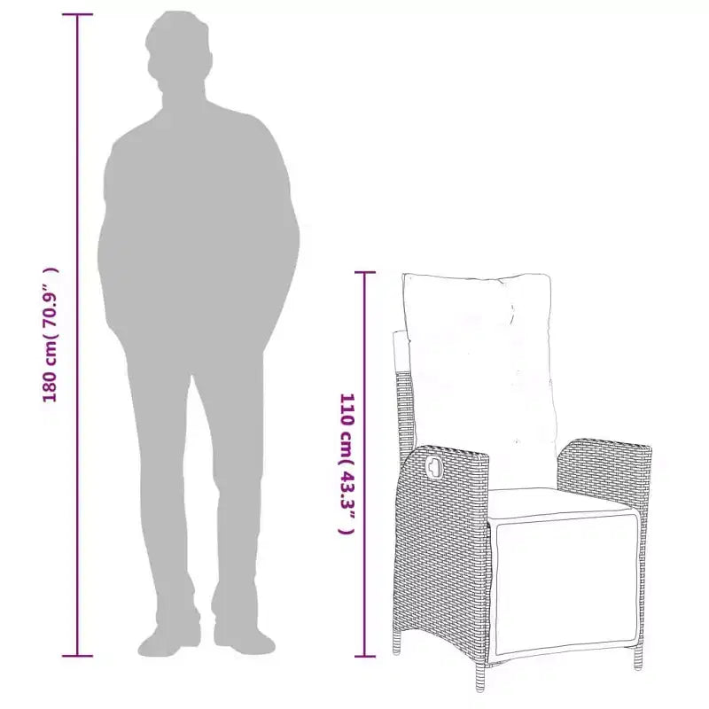 Set da pranzo da giardino vidaXL da 7 pezzi con cuscini, polirattan grigio