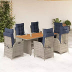 Set da pranzo da giardino vidaXL da 7 pezzi con cuscini, polirattan grigio