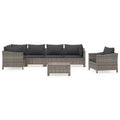 vidaXL 7 Piece Patio Lounge Set with Cushions Gray Poly Rattan