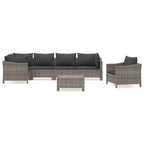 vidaXL 7 Piece Patio Lounge Set with Cushions Gray Poly Rattan