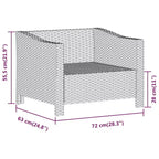 vidaXL 7-teiliges Garten-Lounge-Set mit Sitzkissen, grauer Poly-Rattan