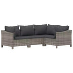 vidaXL 7-teiliges Garten-Lounge-Set mit Sitzkissen, grauer Poly-Rattan