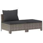 vidaXL 7-teiliges Garten-Lounge-Set mit Sitzkissen, grauer Poly-Rattan
